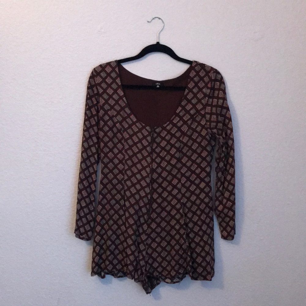 Urban Outfitters patterned zip romper